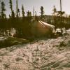 Camping beside the Canso - April weather -30 degrees, cold and clear