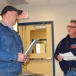 Norbert Luken making a presentation to Mayor Simms, on behalf of the Municipal District of Fairview